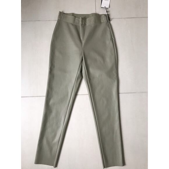 DKNY Legging High Waist Vegan Leather Logo Thyme FLAW - Picture 1 of 8